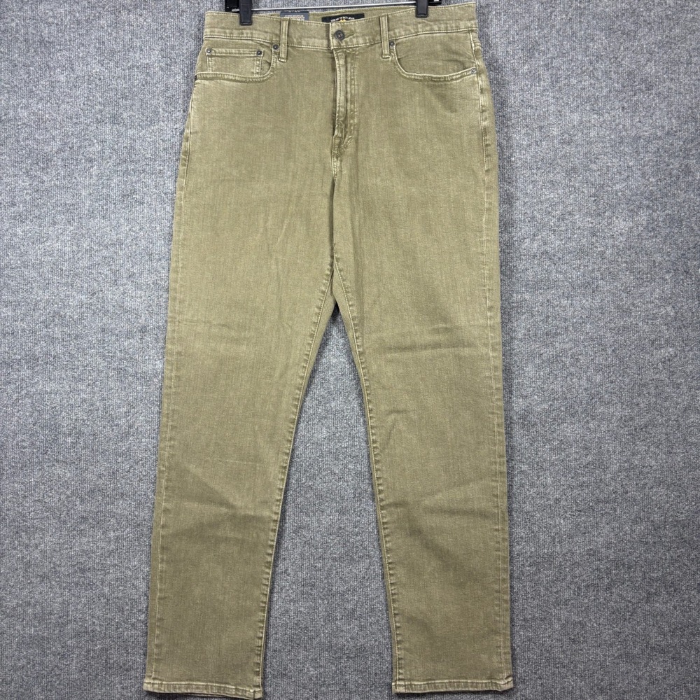 Lucky Brand 121 Heritage Slim Mens 34x32 Olive Green Stretch Straight Jeans NWT
